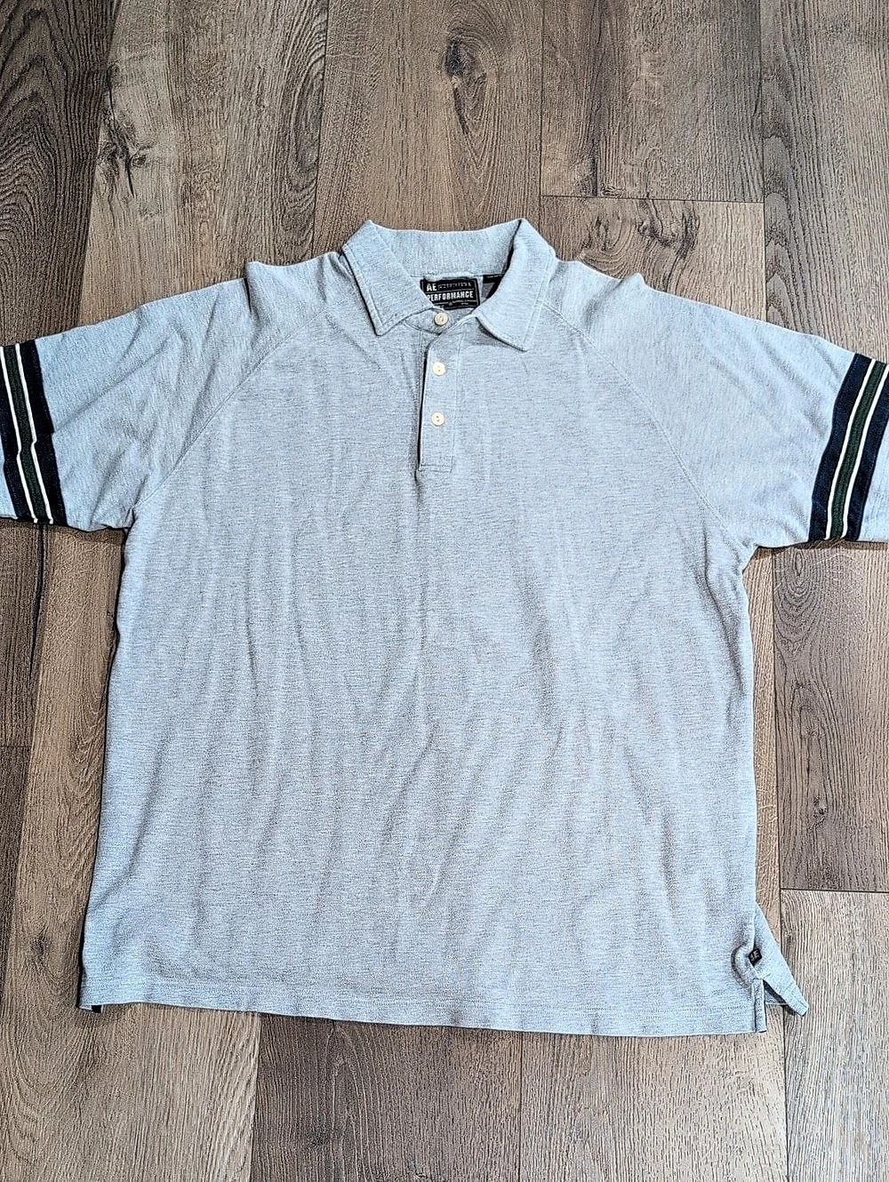 American Eagle Outfitters AE Performance Polo Gray Color Block Polo